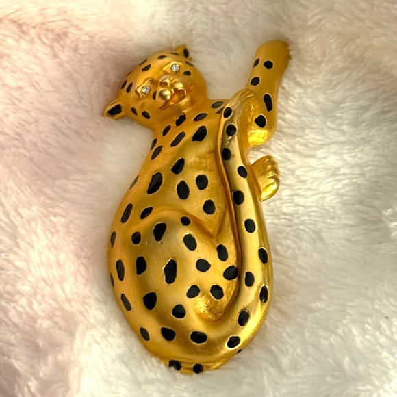 Doreen Ryan Leopard Belt Buckle Vintage 1980s Cat Design Statement - Picture 6 of 10